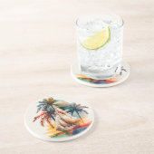 トロピッカラフルクパームと帆船サンドストーンコーズ コースター (側面)