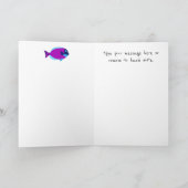 トロピッカラフルクフィッシュパターンブルーシー誕生日 カード (内部)