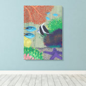 トロピッカラフルクフィッシュ絵画キャンバスプリント キャンバスプリント (インサイチュ (ウッドフロア))