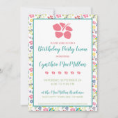 トロピッカラフルクフラワーズボヘミアン誕生日 招待状 (正面)