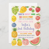 トロピッカラフルクフルーツ誕生日招待状 招待状 (正面/裏面)
