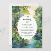 トロピッカラフルクフローラカジュアルグリーン結婚ズ 招待状 (正面)