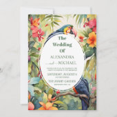 トロピッカラフルクフローラカジュアルグリーン結婚ズ 招待状 (正面)