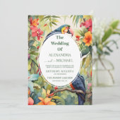 トロピッカラフルクフローラカジュアルグリーン結婚ズ 招待状 (スタンド正面)