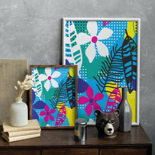 トロピッカラフルク花と葉植物学 ポスター