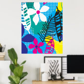 トロピッカラフルク花と葉植物学 ポスター (ホームオフィス)