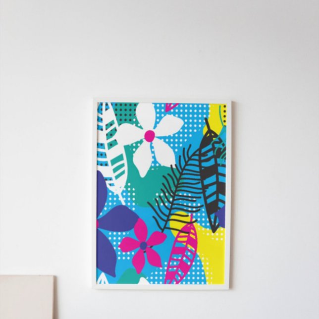 トロピッカラフルク花と葉植物学 メタルプリント (クリエイターアップロード済み)