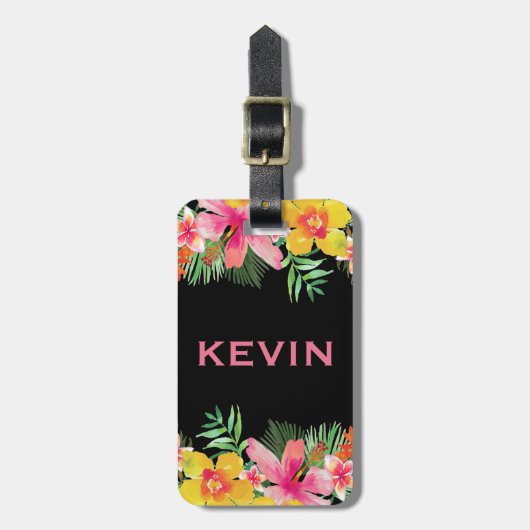 トロピッカラフルク花ブーケ ラゲッジタグ (正面縦)