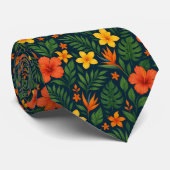 トロピッカラフルク花赤グリーン海軍ブルー ネクタイ (ロール)