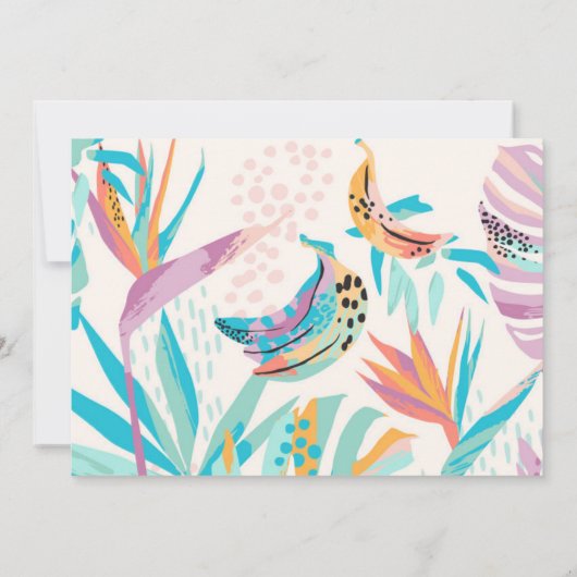 トロピッカラフルク葉のオウム写真1st誕生日 招待状 (裏面)