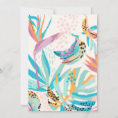 トロピッカラフルク葉のオウム赤ちゃんシャワー 招待状 (裏面)