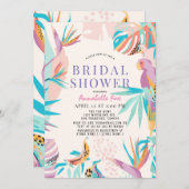 トロピッカラフルク葉オウムブライダルシャワー 招待状 (正面/裏面)