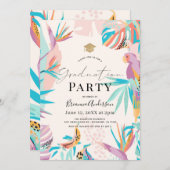 トロピッカラフルク葉オウム卒業 招待状 (正面/裏面)