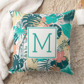 トロピッカラフルク葉コラージモノグラム クッション (ブランケット)