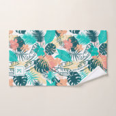 トロピッカラフルク葉コラージモノグラム バスタオルセット (ハンドタオル)