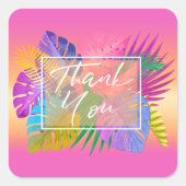 トロピッカラフルク葉サンセットありがとうID575 スクエアシール (正面)