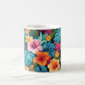 トロピッカラフルク葉パターン コーヒーマグカップ (中央)