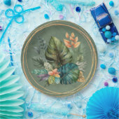 トロピッカラフルク葉パーム金ゴールド結婚ズ ペーパープレート (パーティー)