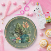 トロピッカラフルク葉パーム金ゴールド結婚ズ ペーパープレート (パーティー)