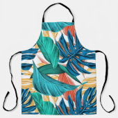 トロピッカラフルク葉・エキゾチック・パターン・デザイン エプロン (正面)