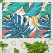 トロピッカラフルク葉・エキゾチック・パターン・デザイン キッチンタオル (折り畳み)