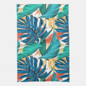トロピッカラフルク葉・エキゾチック・パターン・デザイン キッチンタオル (縦)