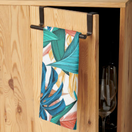 トロピッカラフルク葉・エキゾチック・パターン・デザイン キッチンタオル