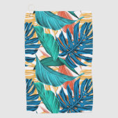トロピッカラフルク葉・エキゾチック・パターン・デザイン ゴルフタオル (正面)