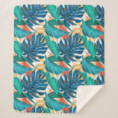トロピッカラフルク葉・エキゾチック・パターン・デザイン シェルパブランケット (正面)