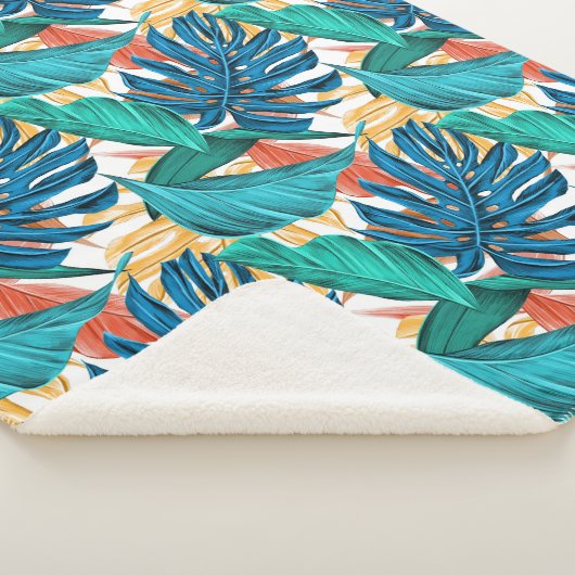 トロピッカラフルク葉・エキゾチック・パターン・デザイン シェルパブランケット (3/4)