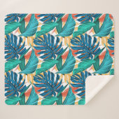 トロピッカラフルク葉・エキゾチック・パターン・デザイン シェルパブランケット (正面(横))