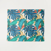 トロピッカラフルク葉・エキゾチック・パターン・デザイン タペストリー (正面(横))