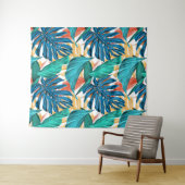 トロピッカラフルク葉・エキゾチック・パターン・デザイン タペストリー (インサイチュ(横))