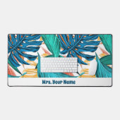 トロピッカラフルク葉・エキゾチック・パターン・デザイン デスクマット (キーボード&マウス)