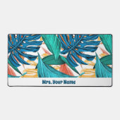 トロピッカラフルク葉・エキゾチック・パターン・デザイン デスクマット (正面)