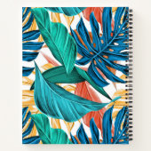 トロピッカラフルク葉・エキゾチック・パターン・デザイン ノートブック (裏面)