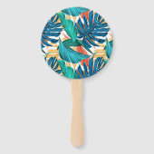 トロピッカラフルク葉・エキゾチック・パターン・デザイン ハンドファン (正面)