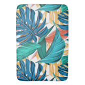 トロピッカラフルク葉・エキゾチック・パターン・デザイン バスマット (正面縦)