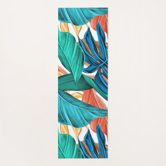 トロピッカラフルク葉・エキゾチック・パターン・デザイン ヨガマット (裏面)