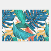 トロピッカラフルク葉・エキゾチック・パターン・デザイン ラッピングペーパーシート (正面2)