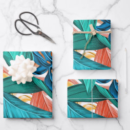 トロピッカラフルク葉・エキゾチック・パターン・デザイン ラッピングペーパーシート