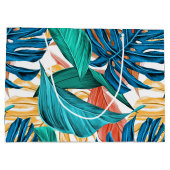 トロピッカラフルク葉・エキゾチック・パターン・デザイン ラージペーパーバッグ (裏面)