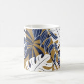 トロピッカラフルク葉・オレンジ背景 コーヒーマグカップ (中央)