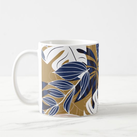 トロピッカラフルク葉・オレンジ背景 コーヒーマグカップ (左)