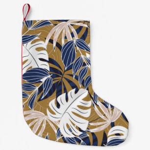 トロピッカラフルク葉・オレンジ背景 スモールクリスマスストッキング
