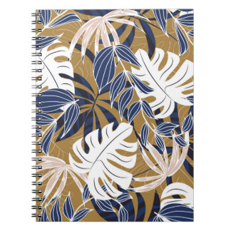 トロピッカラフルク葉・オレンジ背景 ノートブック