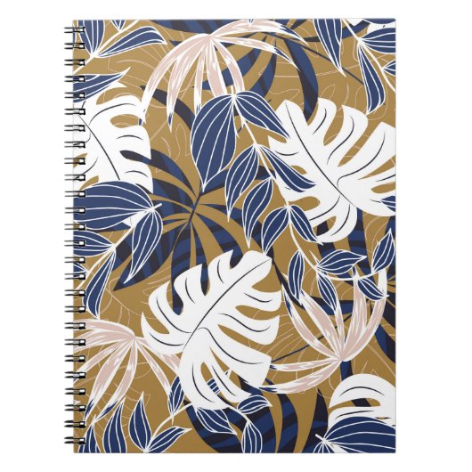 トロピッカラフルク葉・オレンジ背景 ノートブック (正面)