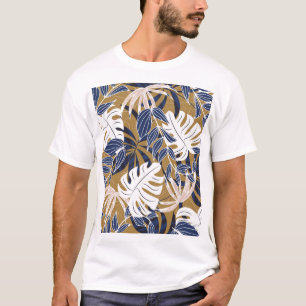トロピッカラフルク葉・オレンジ背景 Tシャツ
