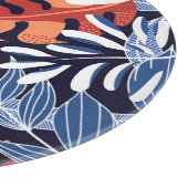 トロピッカラフルク葉・ブルー背景 カッティングボード (角)