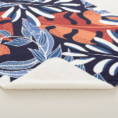 トロピッカラフルク葉・ブルー背景 シェルパブランケット (3/4)